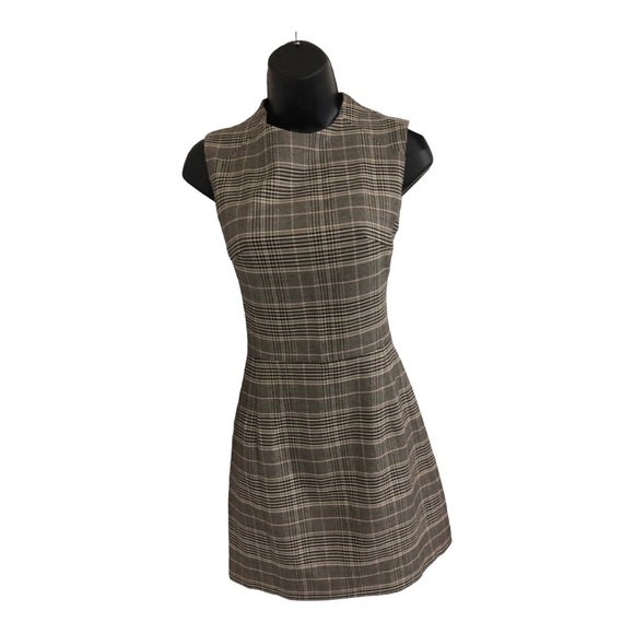 French Connection Amati Grey‎ Multi Check Sundae Sleeveless a-line mini Dress - Picture 3 of 12